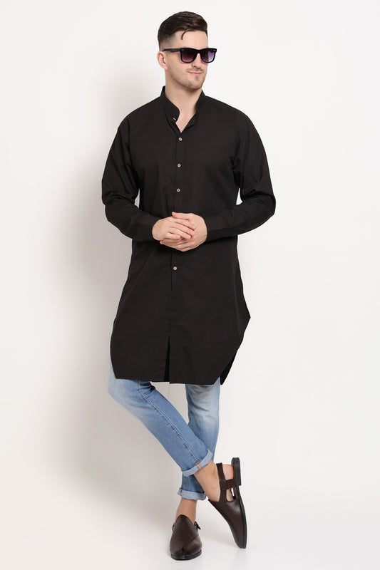 Black Elegance With Wooden Button Charm