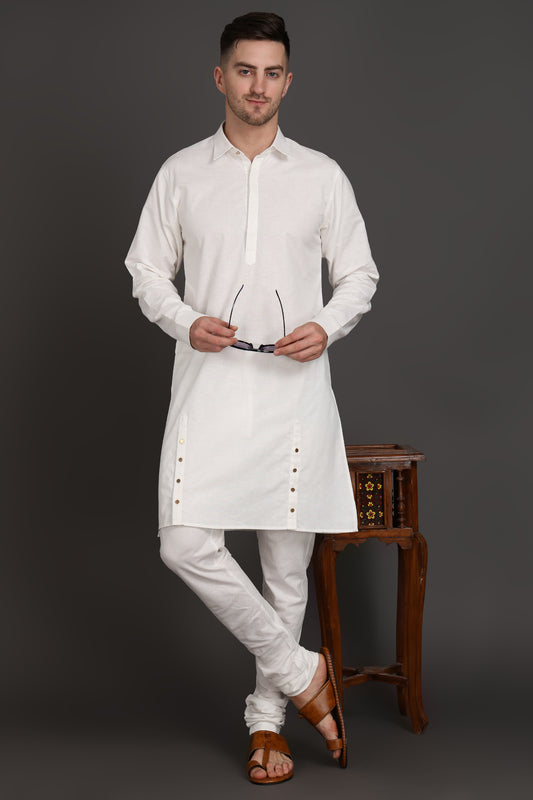 Ivory Edge Side-Button Kurta
