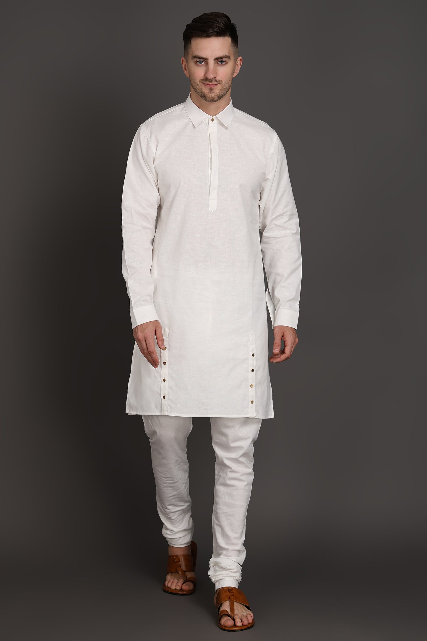 Ivory Edge Side-Button Kurta