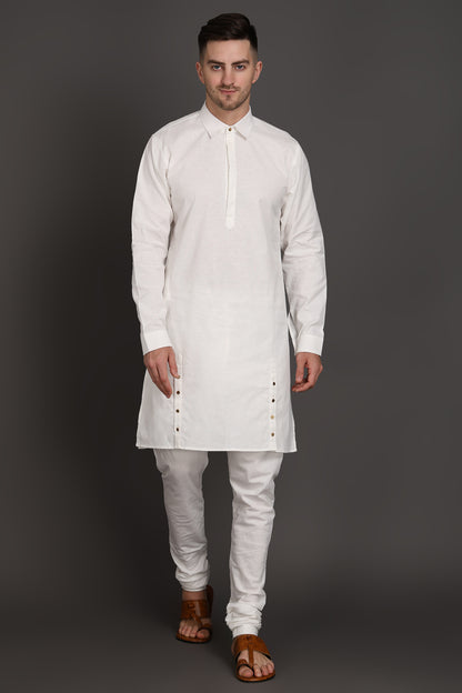 Ivory Edge Side-Button Kurta