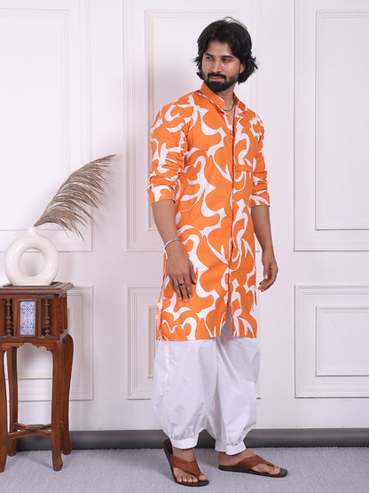 Men’s printed kurta with a straight fit cut