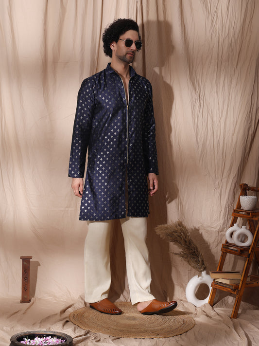 Collard Kurta With Zipper Detailed Kurta