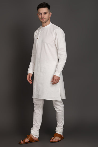Ivory Ascent Shoulder-Button Kurta