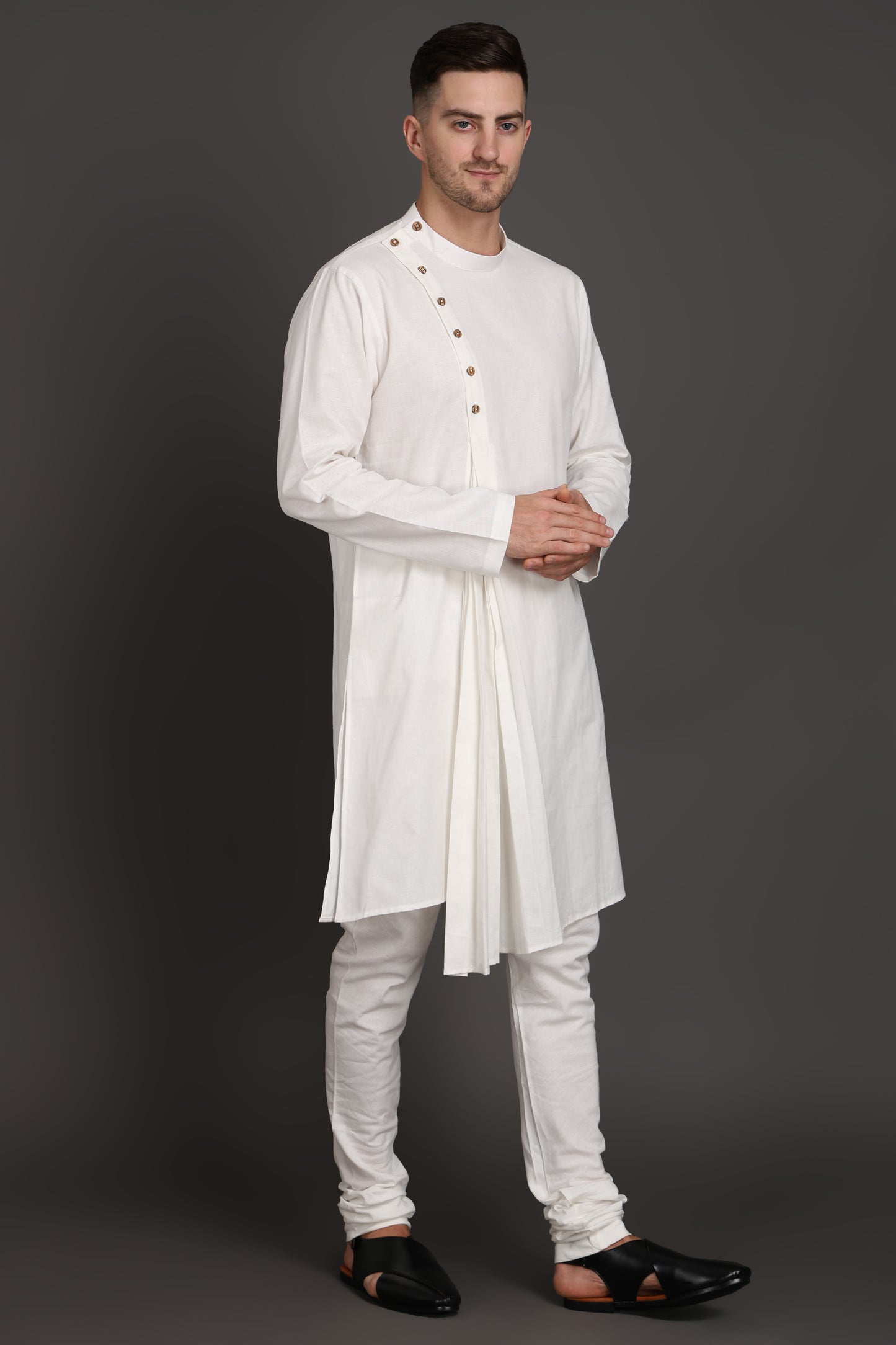 Diagonal Crest Pleated Kurta
