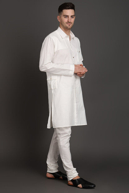 White Heritage Pocket Kurta