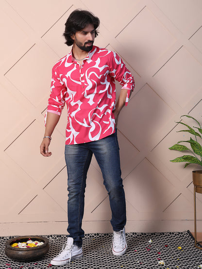 Printed Shirt with High-Low Hem