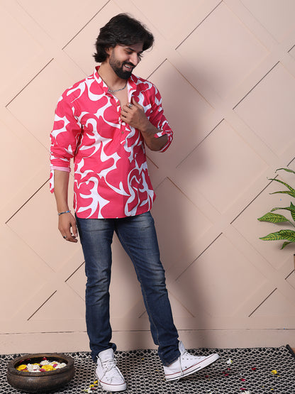 Printed Shirt with High-Low Hem