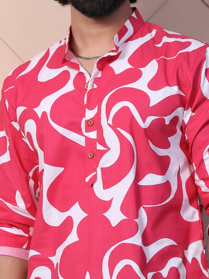 Printed Shirt with High-Low Hem