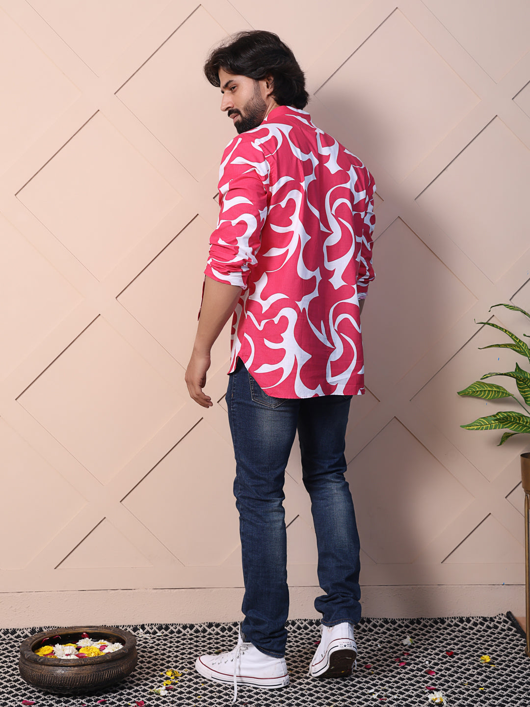 Printed Shirt with High-Low Hem
