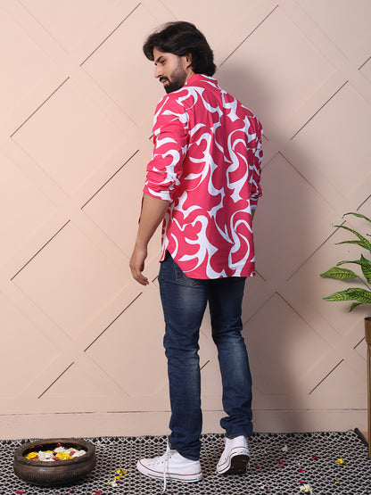Printed Shirt with High-Low Hem