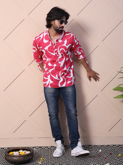 Printed Shirt with High-Low Hem