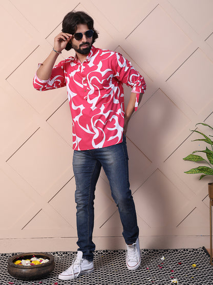 Printed Shirt with High-Low Hem