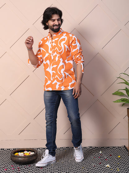 Printed Shirt with High-Low Hem