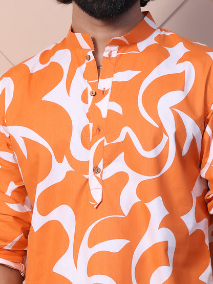 Printed Shirt with High-Low Hem