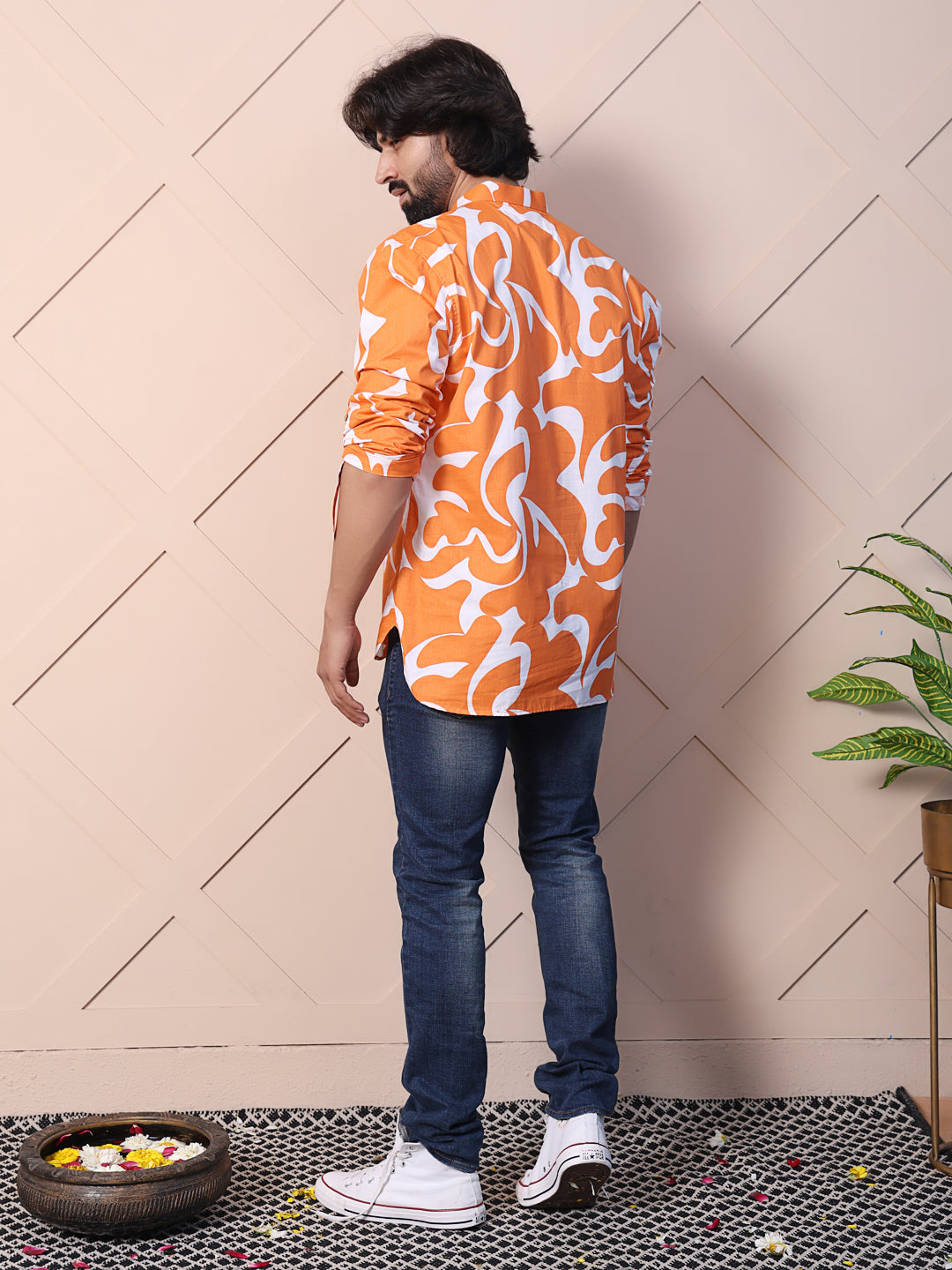 Printed Shirt with High-Low Hem