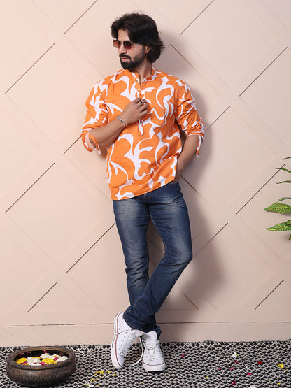 Printed Shirt with High-Low Hem