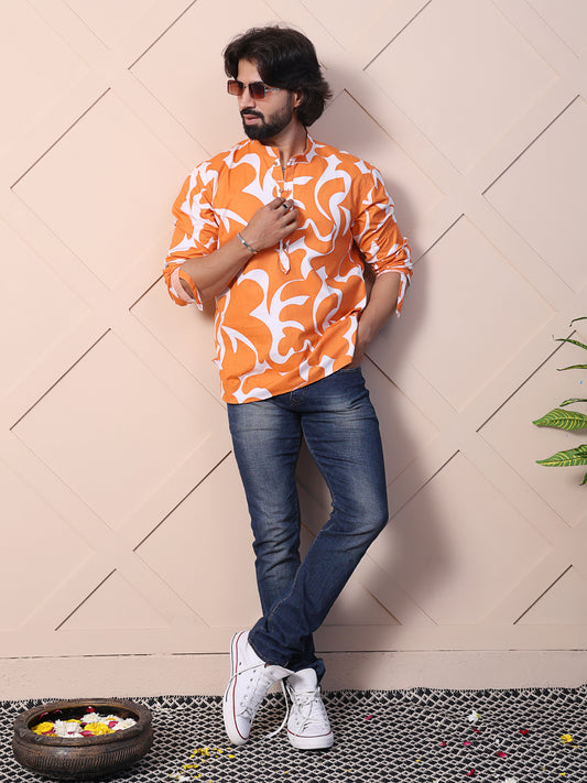 Printed Shirt with High-Low Hem