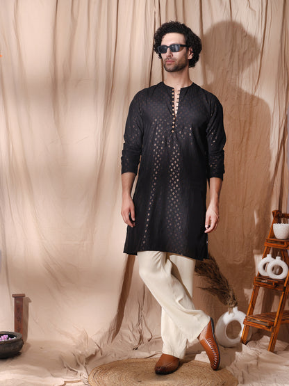 Men’s Straight Fit Ethnic Kurta with Button Loop Detailing