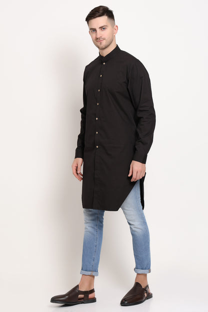 Black Elegance With Wooden Button Charm