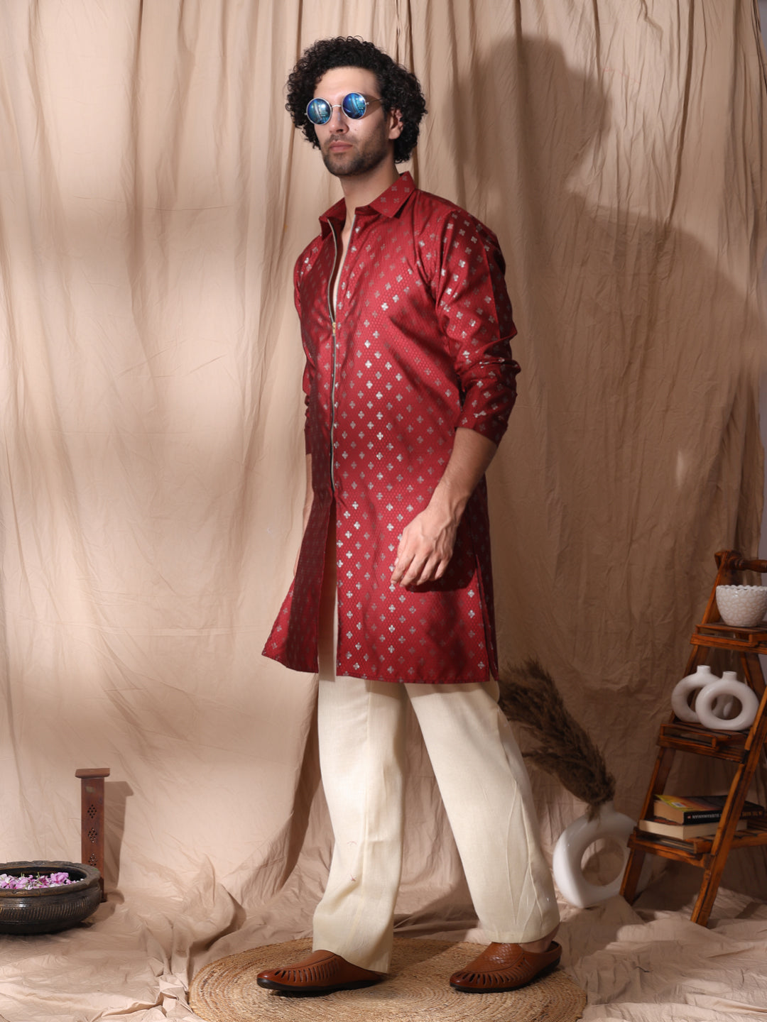 Collard Kurta With Zipper Detailed Kurta