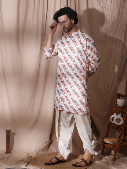 Geometric print-detailed straight fit kurta