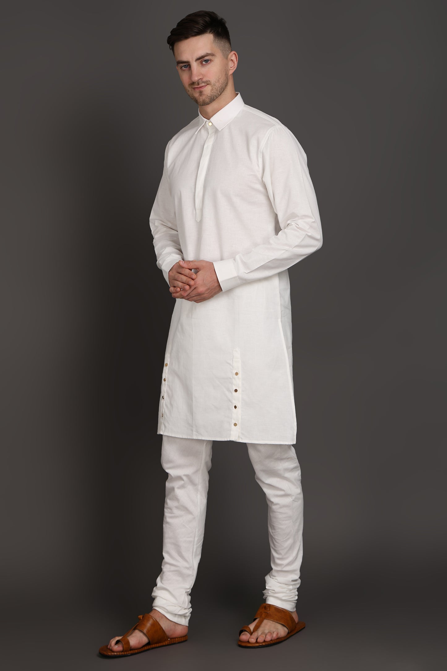 Ivory Edge Side-Button Kurta