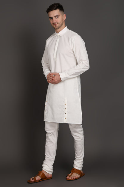 Ivory Edge Side-Button Kurta