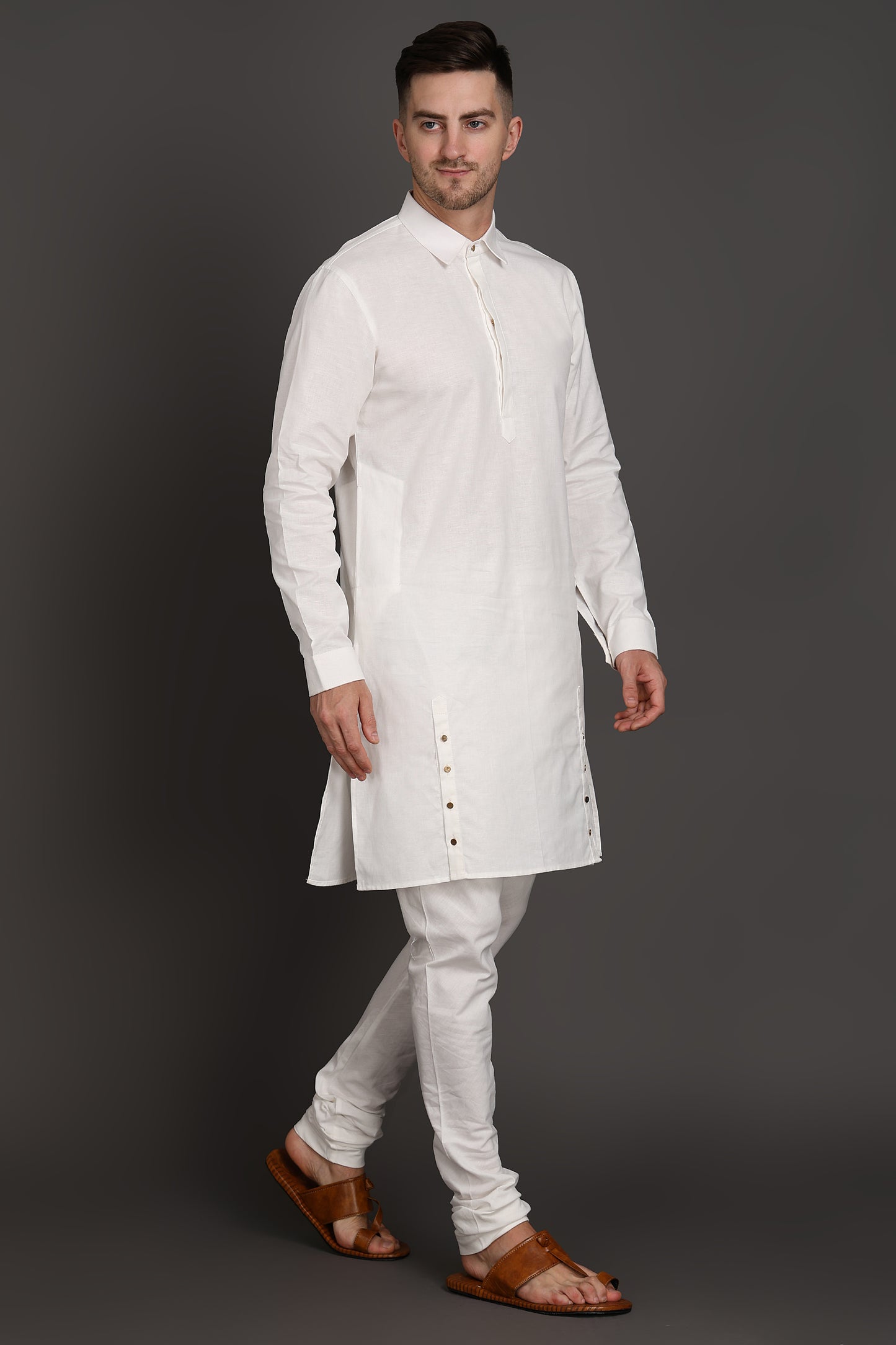 Ivory Edge Side-Button Kurta