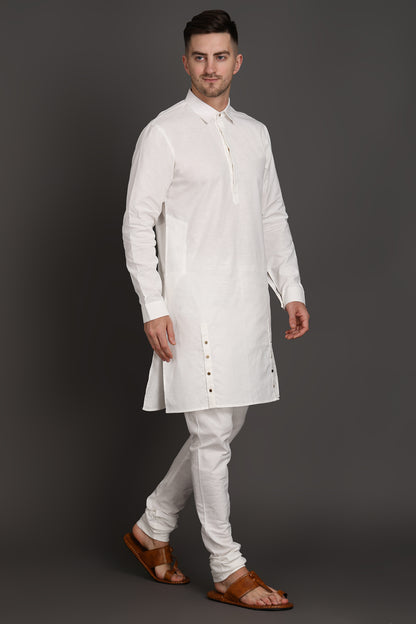Ivory Edge Side-Button Kurta