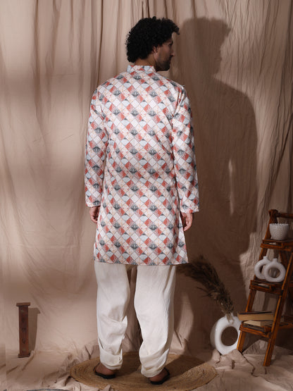 Geometric print-detailed straight fit kurta