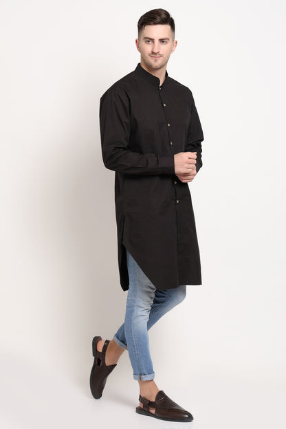 Black Elegance With Wooden Button Charm