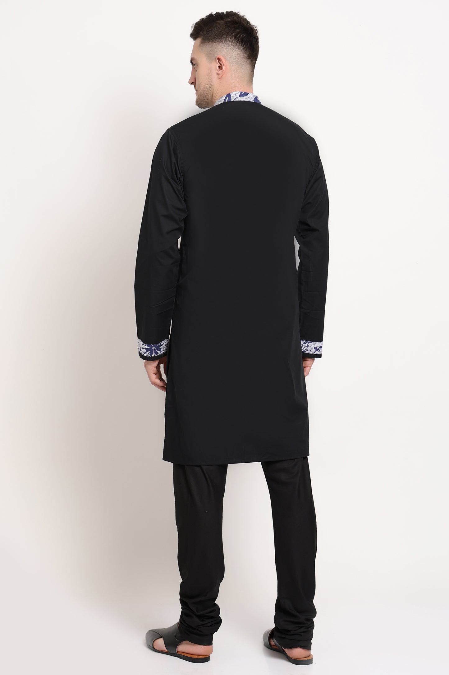 Black Regal Kurta – Floral Elegance Edition