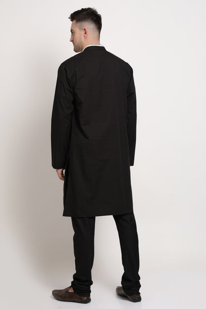 Black elegance kurta with Asymmetric Detailing