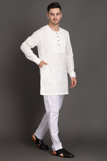 Classic White Short Kurta