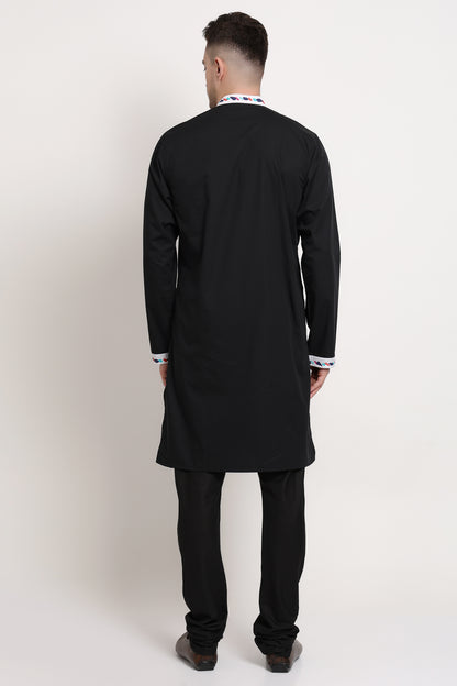 Black Kurta Heritage-Inspired Print