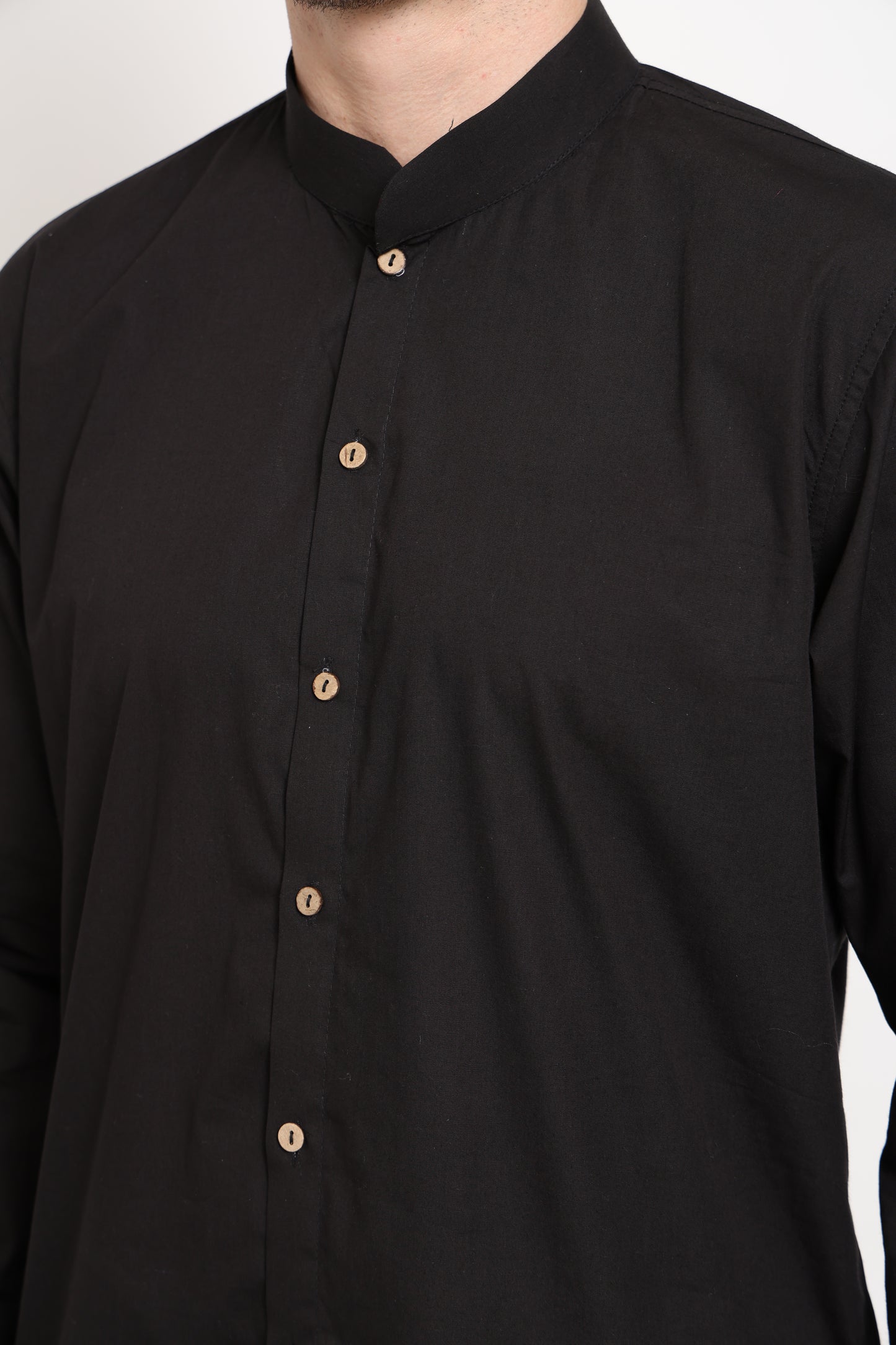 Black Elegance With Wooden Button Charm