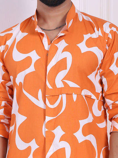 Men’s printed kurta with a straight fit cut