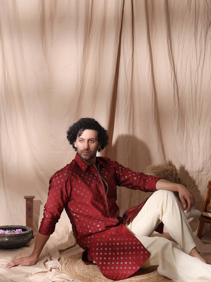 Collard Kurta With Zipper Detailed Kurta