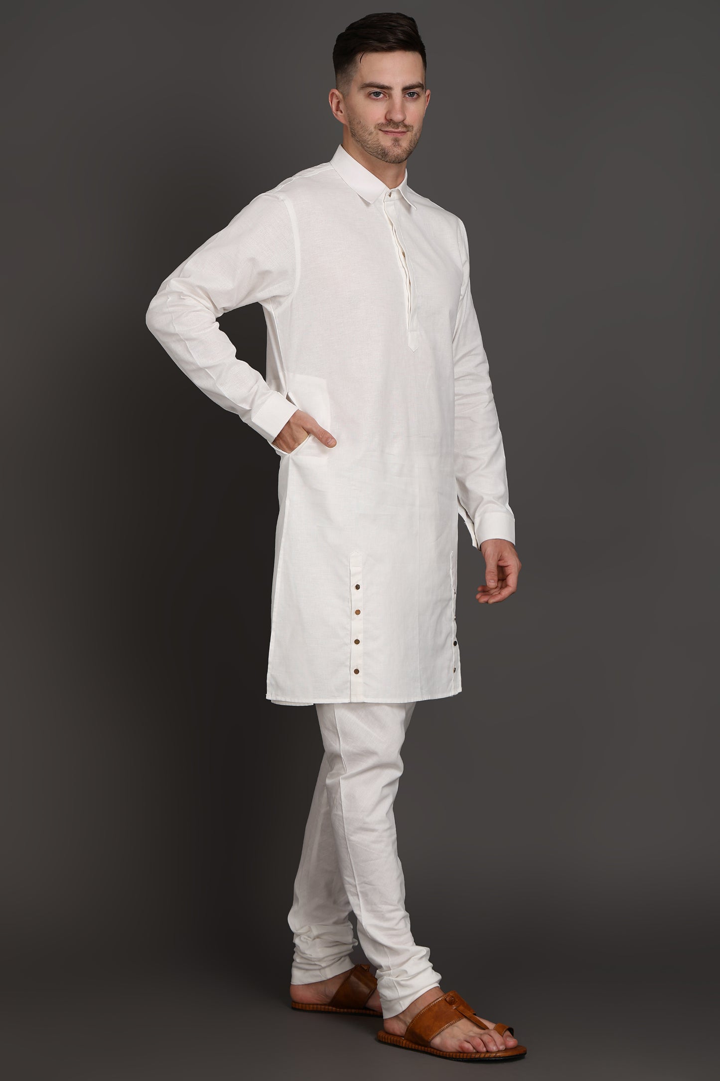 Ivory Edge Side-Button Kurta
