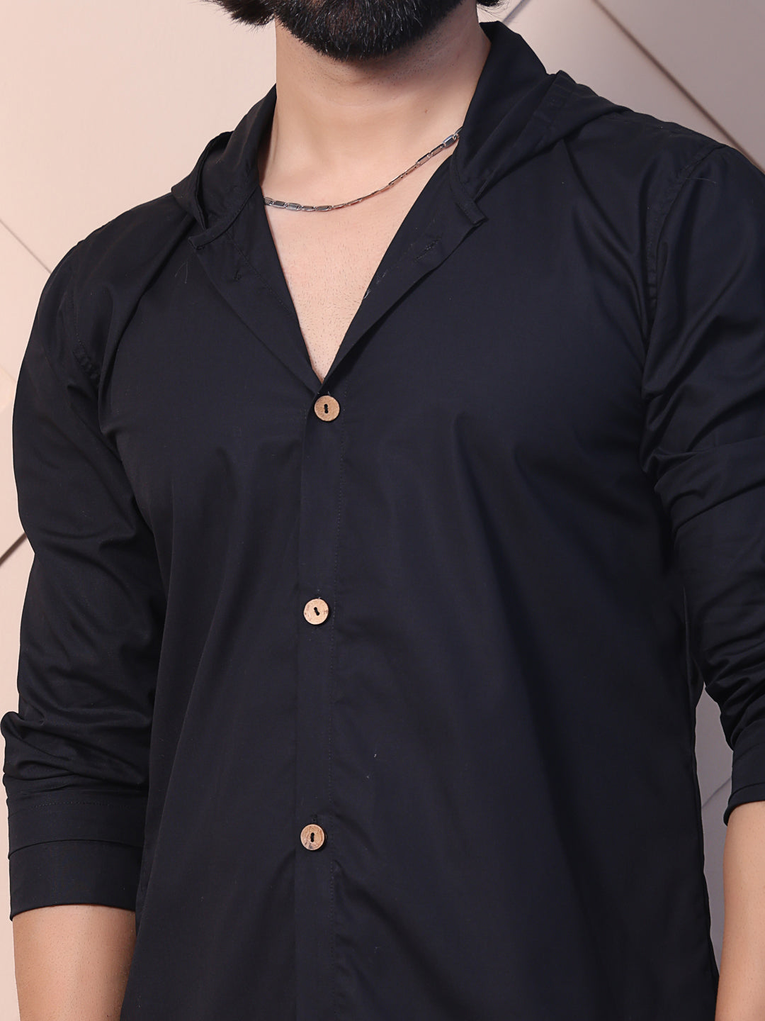 Black kurta for men with hood twist