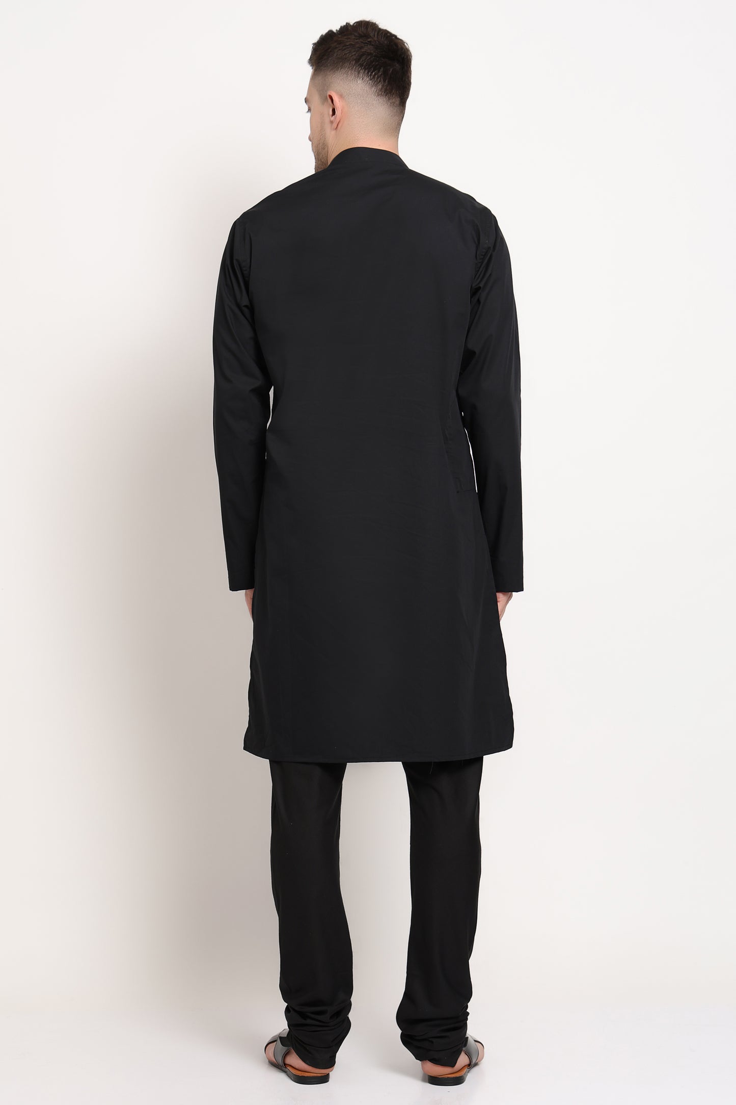 Striker Line Kurta – Black with Diagonal Edge Detailing