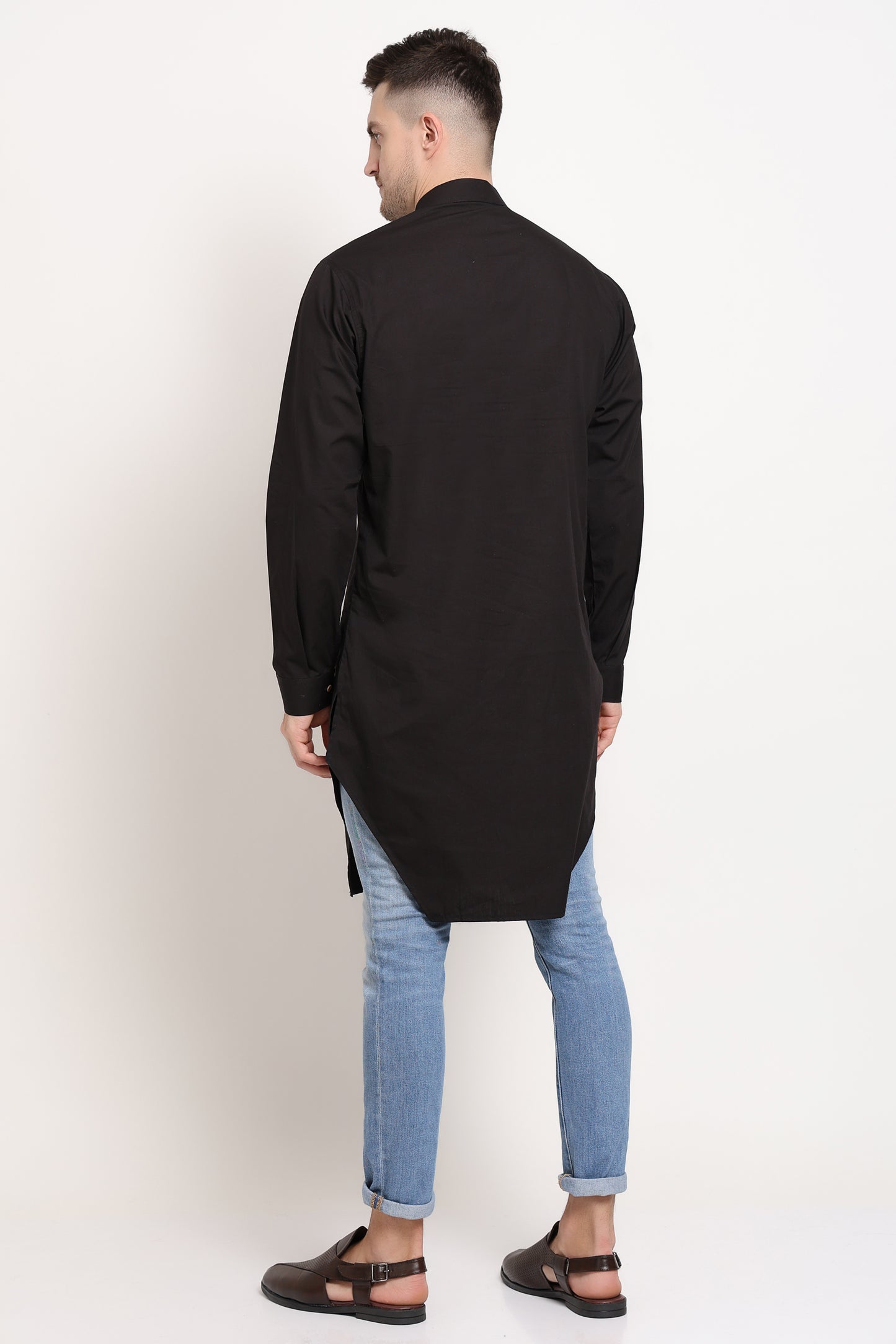 Black Elegance With Wooden Button Charm