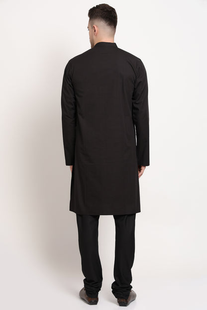 Black kurta with contrast lace charm