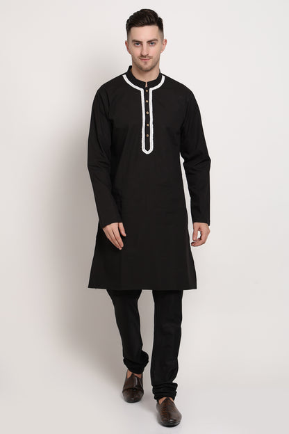 Black kurta with contrast lace charm