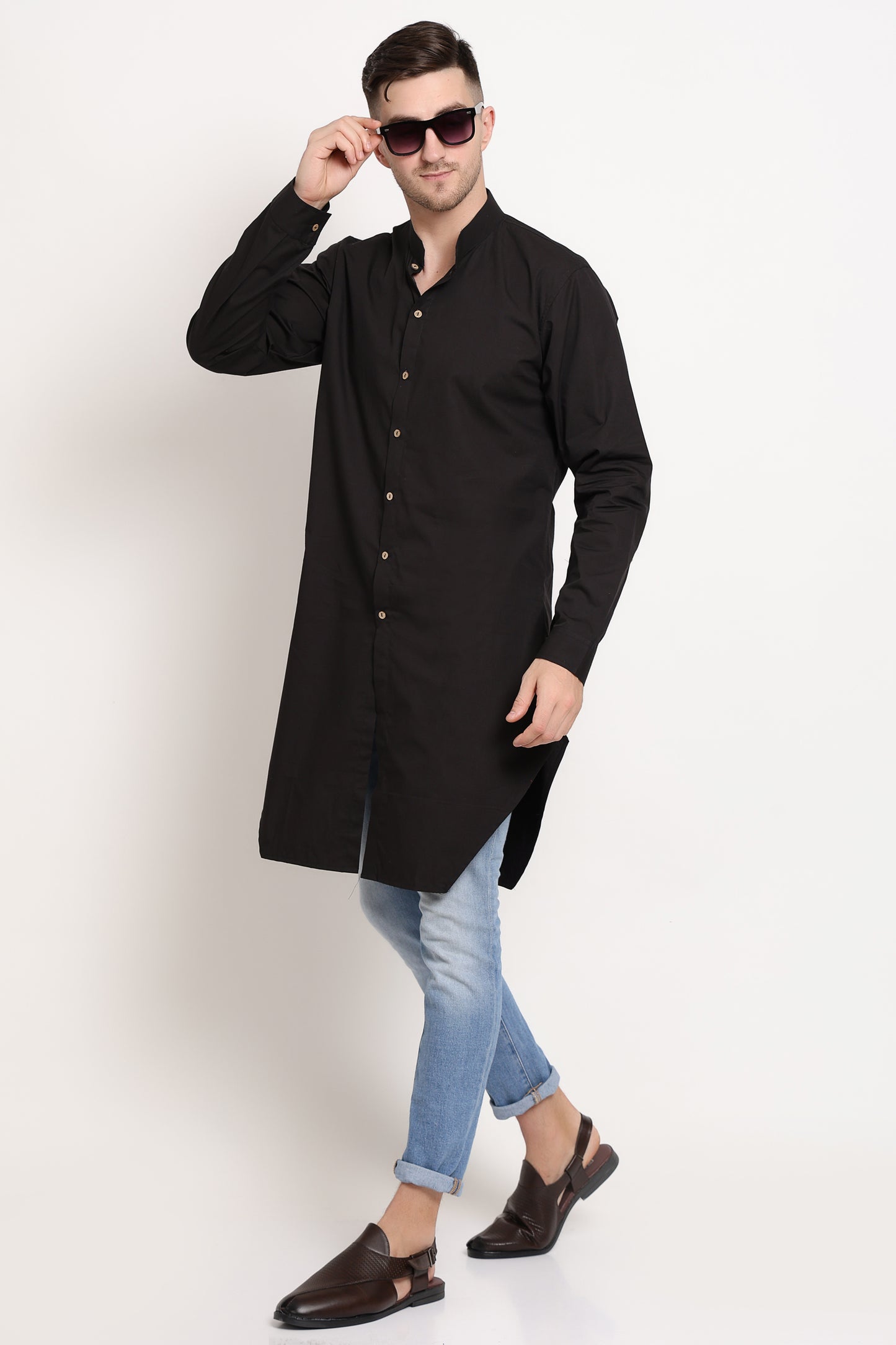 Black Elegance With Wooden Button Charm