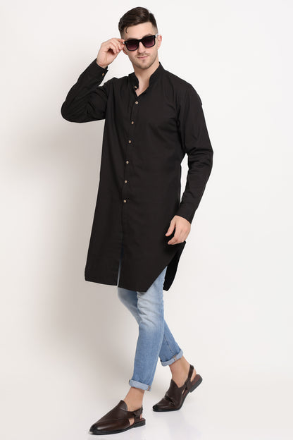 Black Elegance With Wooden Button Charm