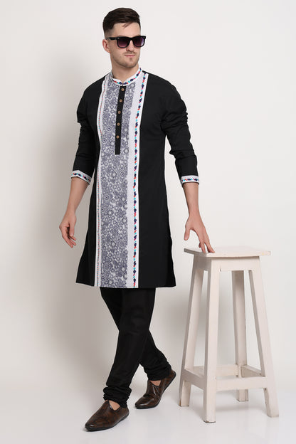Black Kurta Heritage-Inspired Print