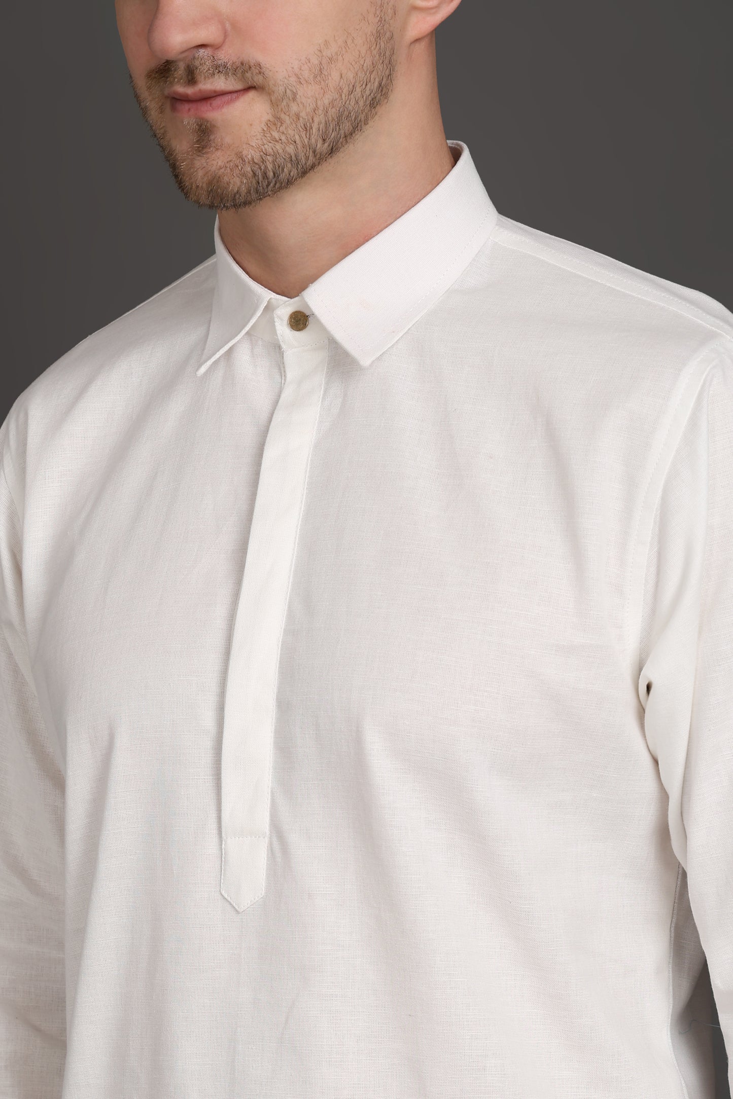 Ivory Edge Side-Button Kurta