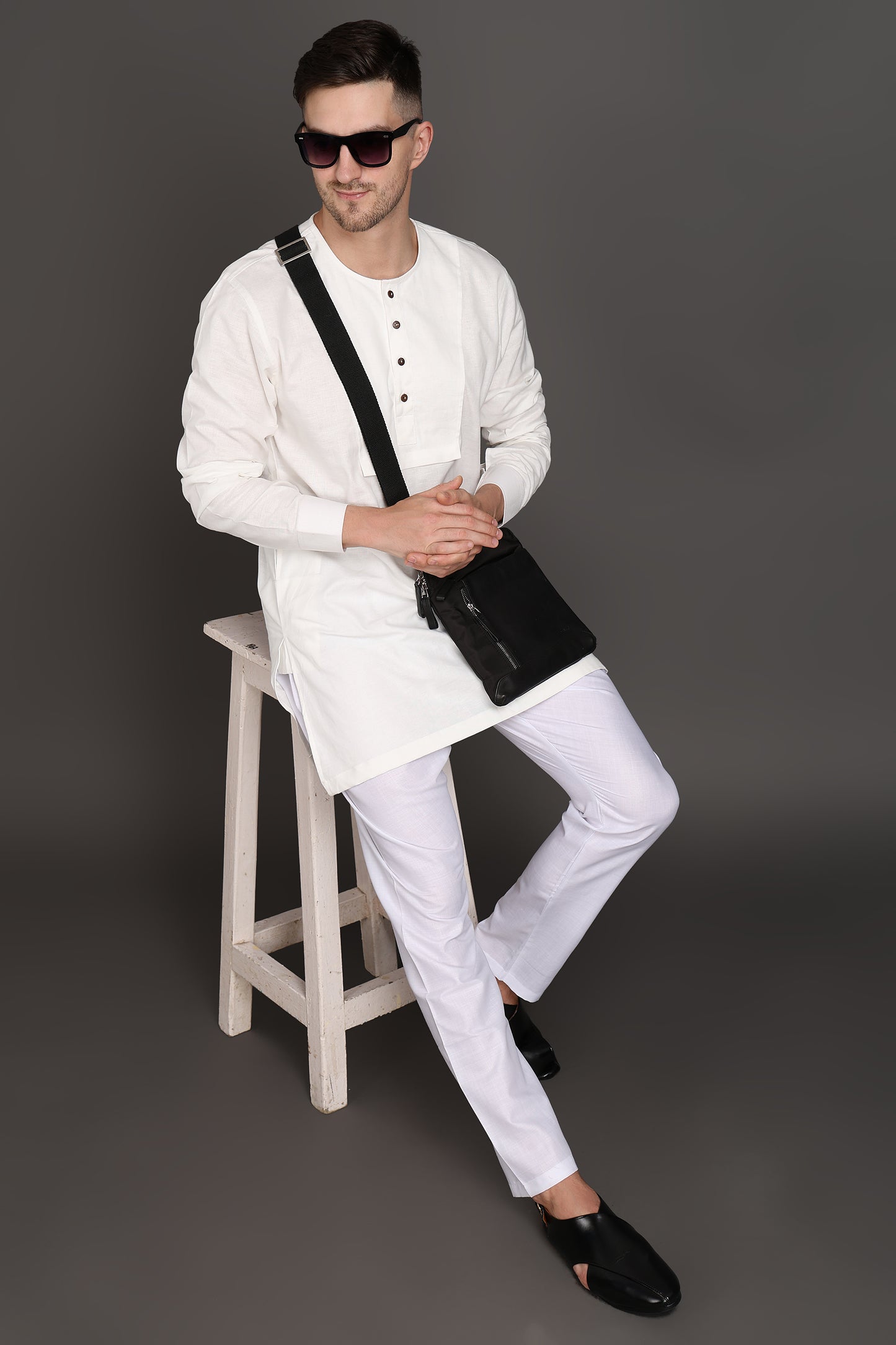 Classic White Short Kurta